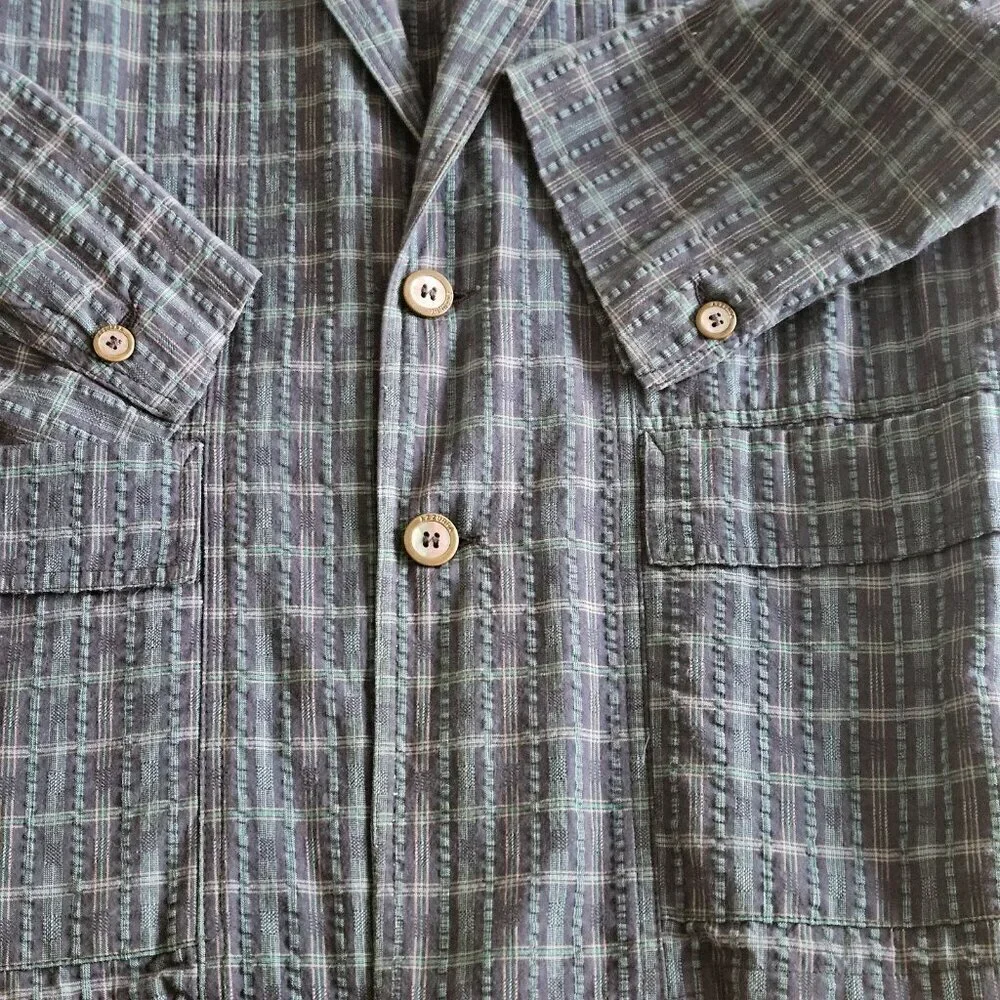 Azzurra Blazer Men 46 R Multi Seersucker Cotton Lined Sleeves Double Vented Boho - Picture 9 of 16